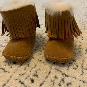 Uggs - camel with fringe- size 0/1- Brand new never worn